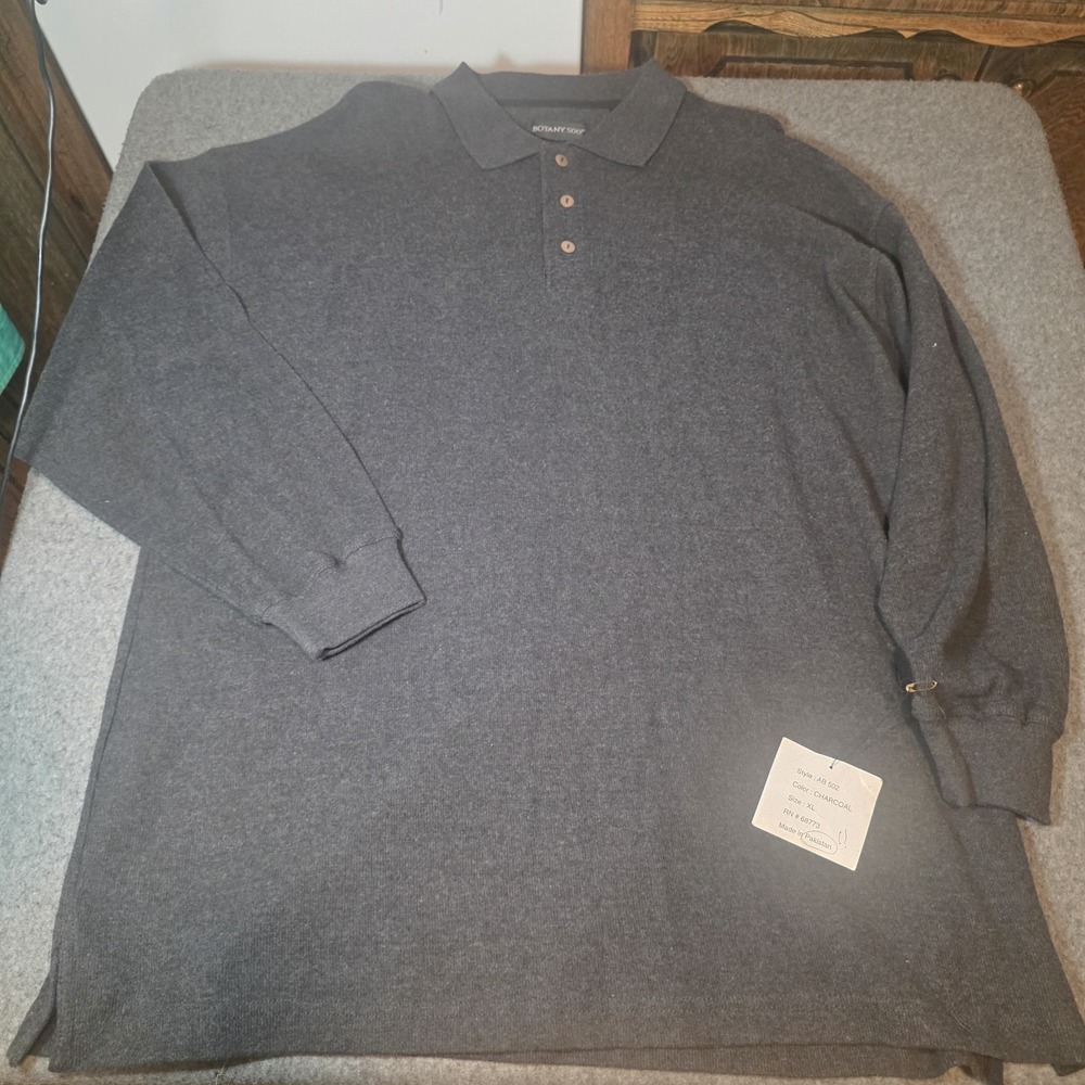 vintage Botany 500 gray knit polo shirt Xl NEW H2